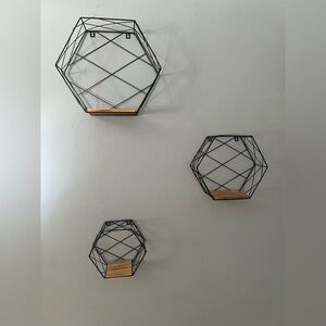 Geometric Black and Brown Wall Shelves